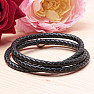 Men's black leather wrap bracelet 61 cm