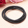 Men's black leather wrap bracelet 61 cm