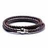 Men's brown leather wrap bracelet 61 cm