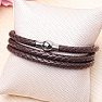 Men's brown leather wrap bracelet 61 cm