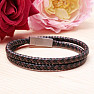 Men's black-brown leather wrap bracelet