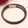 Men's black-brown leather wrap bracelet