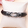 Men's black solid leather bracelet Knot