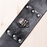 Men's wide leather bracelet with a skull