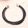 Men's black leather bracelet Multistrand