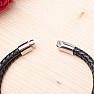 Men's black leather double bracelet with metal decorations