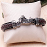 Men's brown-black leather bracelet with stainless steel motorcycle