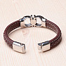 Men's brown leather bracelet with stainless steel