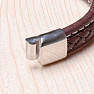 Men's brown leather bracelet with stainless steel