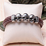 Men's leather bracelet with stainless steel skulls