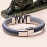 Men's blue leather bracelet Three menhirs stainless steel