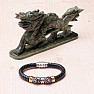 Men's black leather bracelet Lions stainless steel