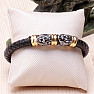 Men's black leather bracelet Lions stainless steel