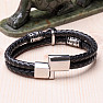 Men's double leather bracelet with a stainless steel skull