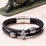 Men's double leather bracelet with Buddha stainless steel