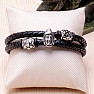 Men's double leather bracelet with Buddha stainless steel