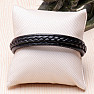 Men's fashion black leather bracelet stainless steel in gold color