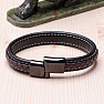 Men's fashion brown-black leather bracelet stainless steel black