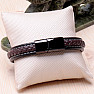 Men's fashion brown-black leather bracelet stainless steel black