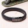 Men's fashion black leather bracelet stainless steel