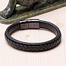 Men's fashion black leather bracelet stainless steel