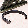 Men's fashion black leather bracelet stainless steel