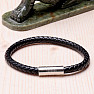 Men's fashion black leather bracelet stainless steel variant 1