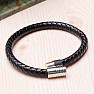 Men's fashion black leather bracelet stainless steel variant 1