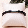 Men's fashion black leather bracelet stainless steel variant 1