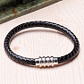 Men's fashion black leather bracelet stainless steel variant 3