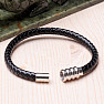 Men's fashion black leather bracelet stainless steel variant 3