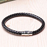 Men's fashion black leather bracelet stainless steel variant 4