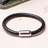 Men's fashion black leather bracelet stainless steel variant 2