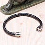 Men's fashion black leather bracelet stainless steel variant 2