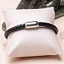 Men's fashion black leather bracelet stainless steel variant 2