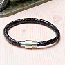 Men's fashion black leather bracelet stainless steel variant 5