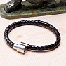 Men's fashion black leather bracelet stainless steel variant 5