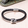 Men's leather bracelet with a stainless steel skull