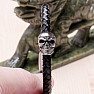 Men's leather bracelet with a stainless steel skull