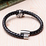 Men's leather bracelet with a stainless steel skull