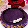 Fashion bracelet leather cord with white pearls