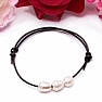 Fashion bracelet leather cord with white pearls