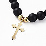 Black agate cross bracelet