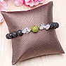 Lava stone bracelet with crystal with green bead