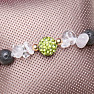 Lava stone bracelet with crystal with green bead