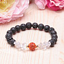 Lava stone bracelet with crystal with red bead