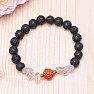 Lava stone bracelet with crystal with red bead