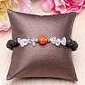 Lava stone bracelet with crystal with red bead