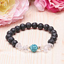 Lava stone bracelet with crystal with turquoise bead