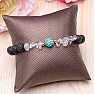 Lava stone bracelet with crystal with turquoise bead